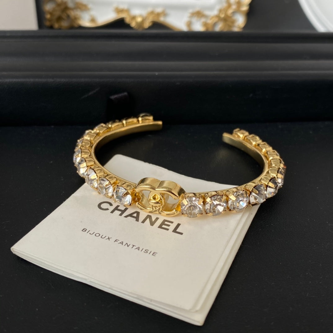 18K Chanel Crystal Open Cuff Bracelet