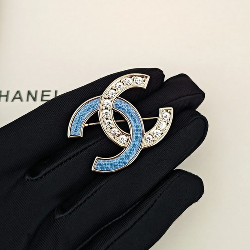 18K Chanel Blue & White Gold Diamond Brooch