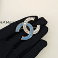 18K Chanel Blue & White Gold Diamond Brooch