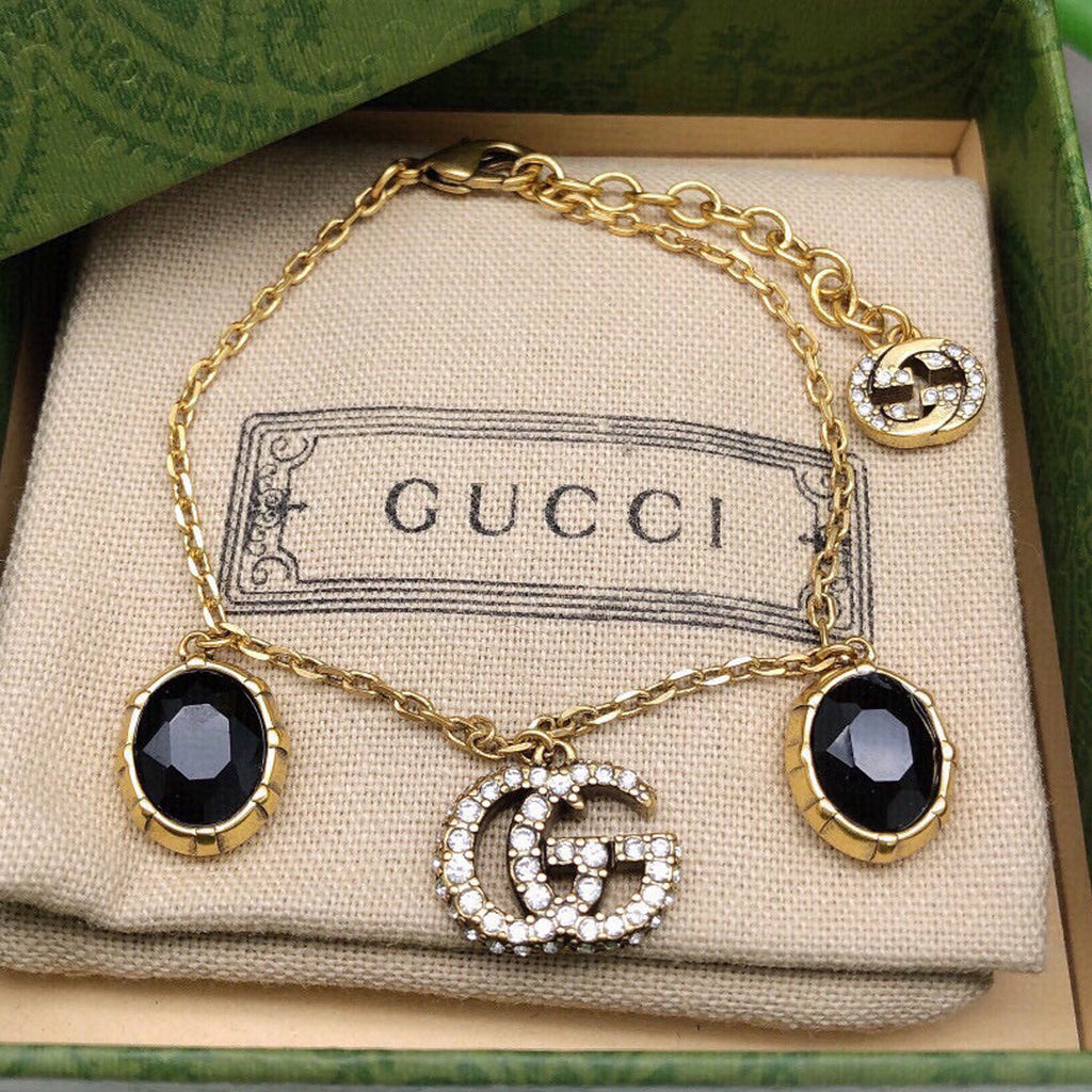 18K Gucci Black Stones Bracelet