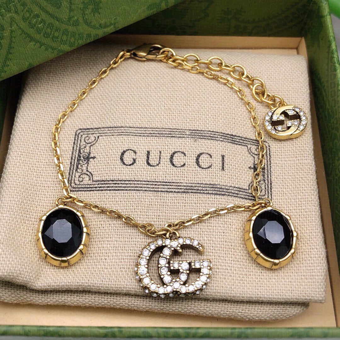18K Gucci Black Stones Bracelet