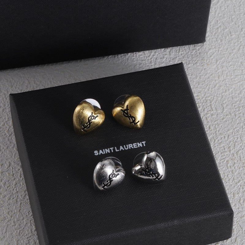 18K YSL Heart Gold Earrings