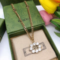 18K Gucci Flower Crystals Necklace