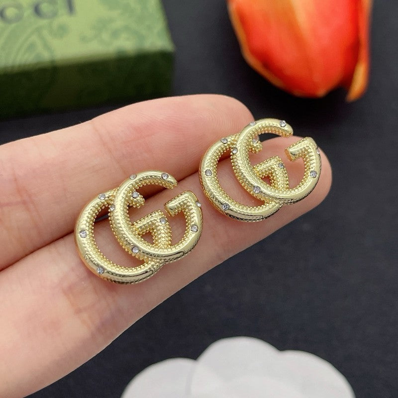 18K Gucci Pave Diamond Gold Earrings