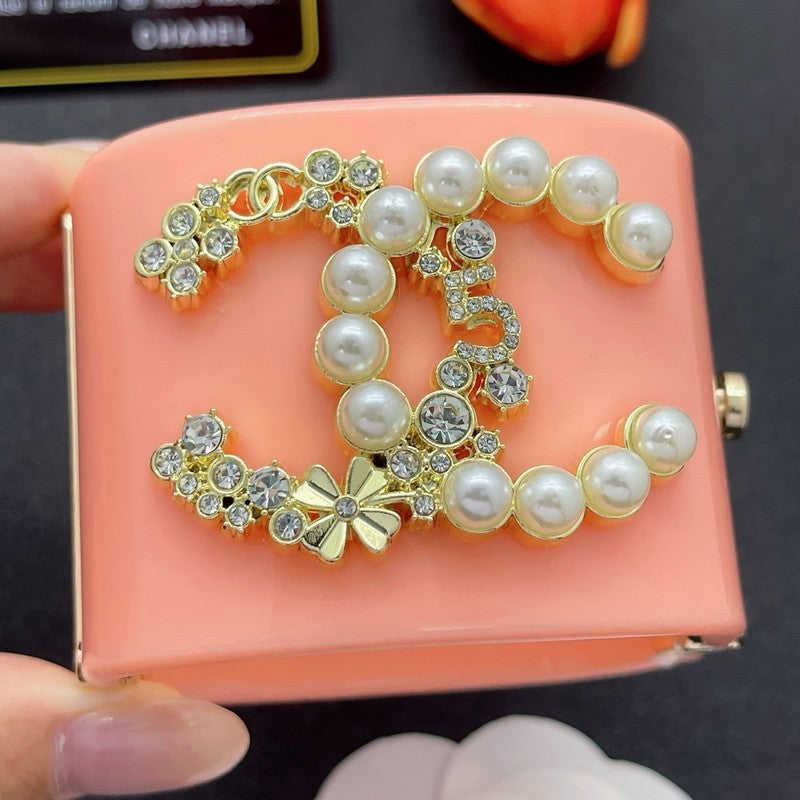 18K Chanel Pearl & Diamond Pink Cuff Bracelet