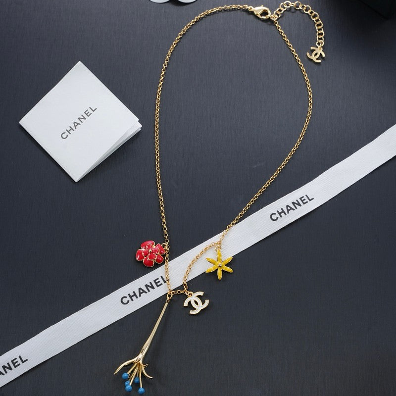 18K Chanel Color Flower Necklace