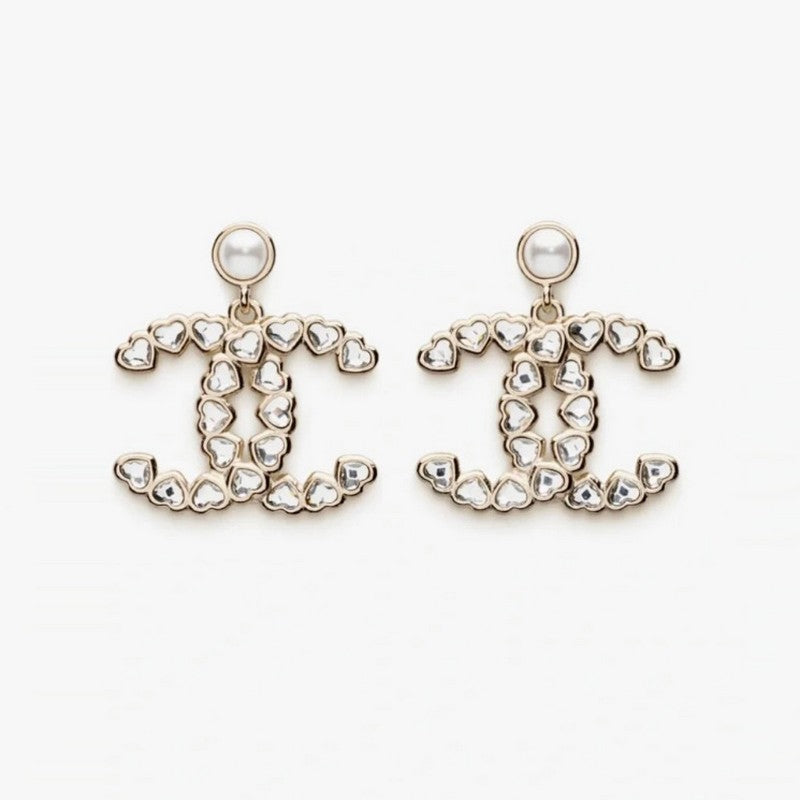 18K Chanel 25B Crystal Small Heart Earrings