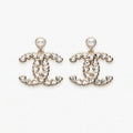 18K Chanel 25B Crystal Small Heart Earrings