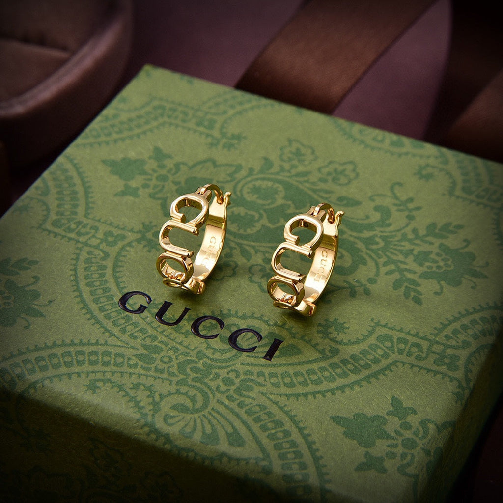 18K Gucci Script Earrings