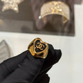 18K Chanel Black Gold Heart Ring