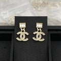 18K Chanel Crystal Gold Earrings