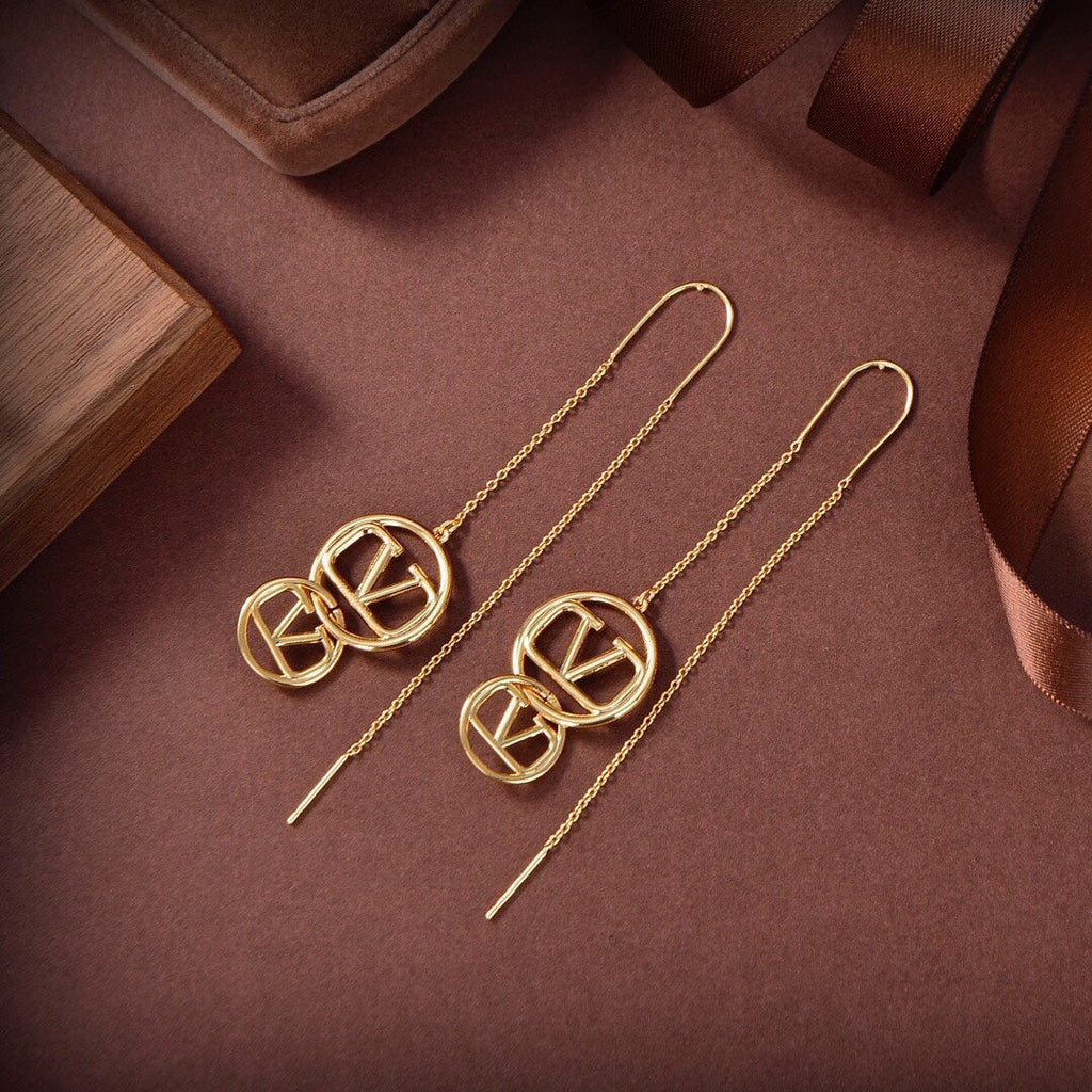 18K Valentino Vlogo Long Earrings