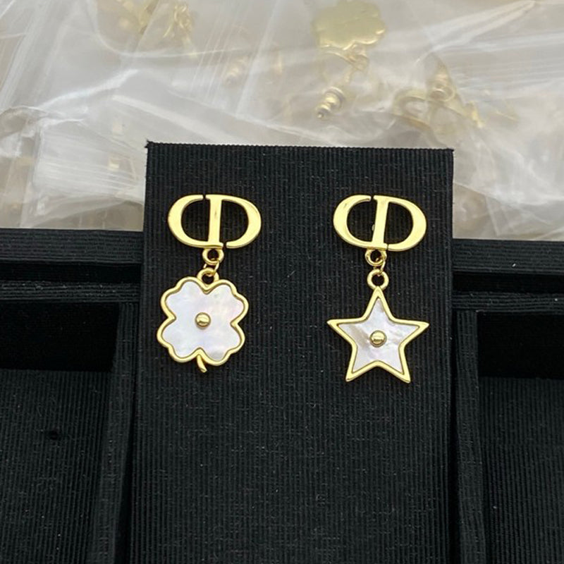 18K Dior Flower & Star Gold Earrings
