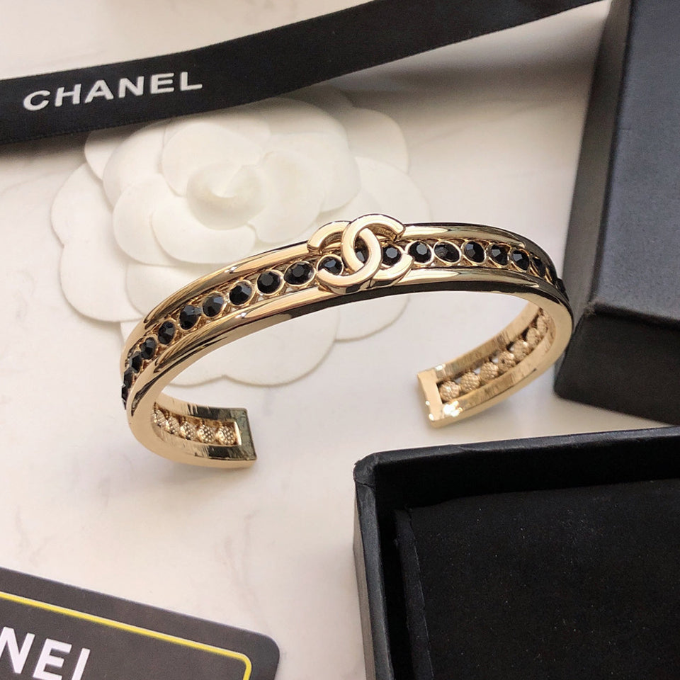 18K Chanel Crystal Open Cuff Bracelet