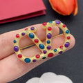 18K Valentino Vlogo Color Crystal Brooch