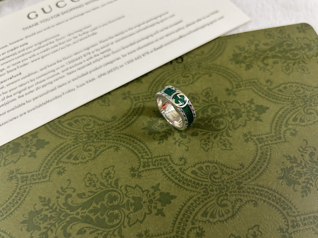 Gucci Interlocking G Turquoise Enamel Ring