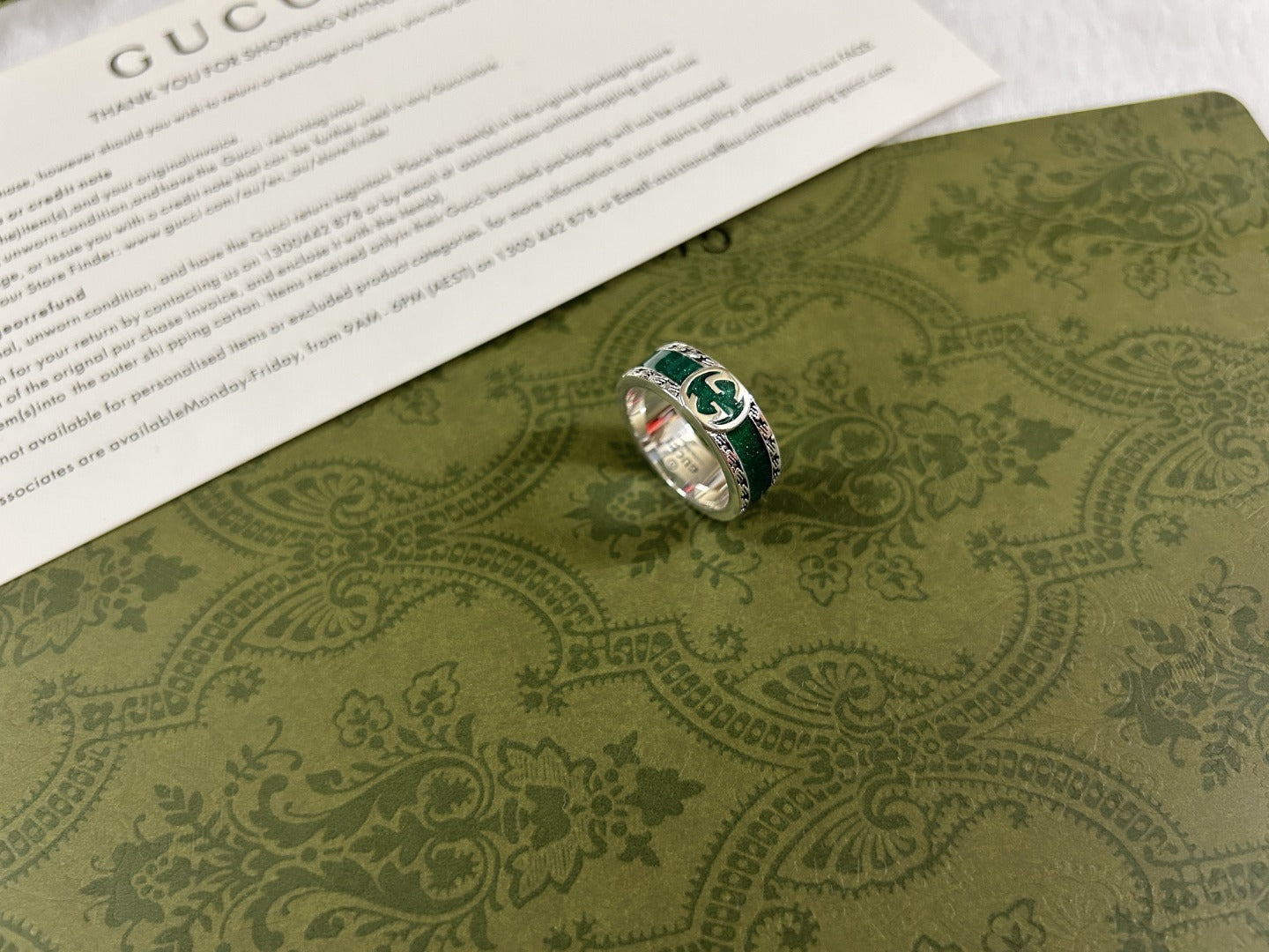 Gucci Interlocking G Turquoise Enamel Ring