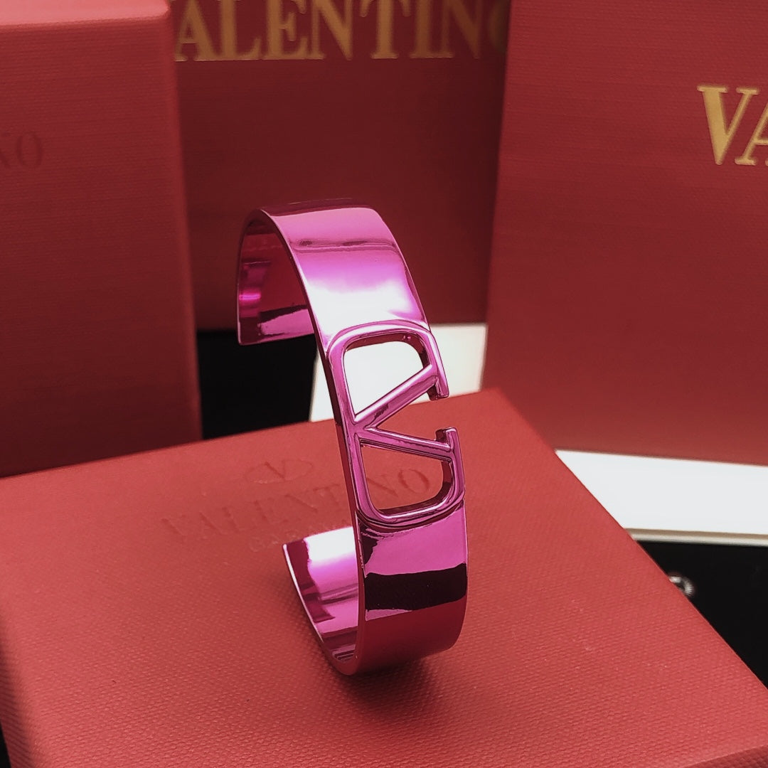 18K Valentino Vlogo Pink Cuff Bracelet