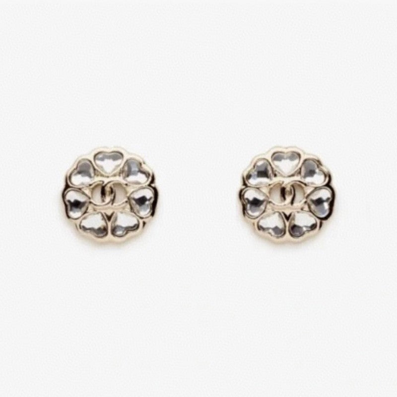 18K Chanel 25B Heart Crystal Earrings
