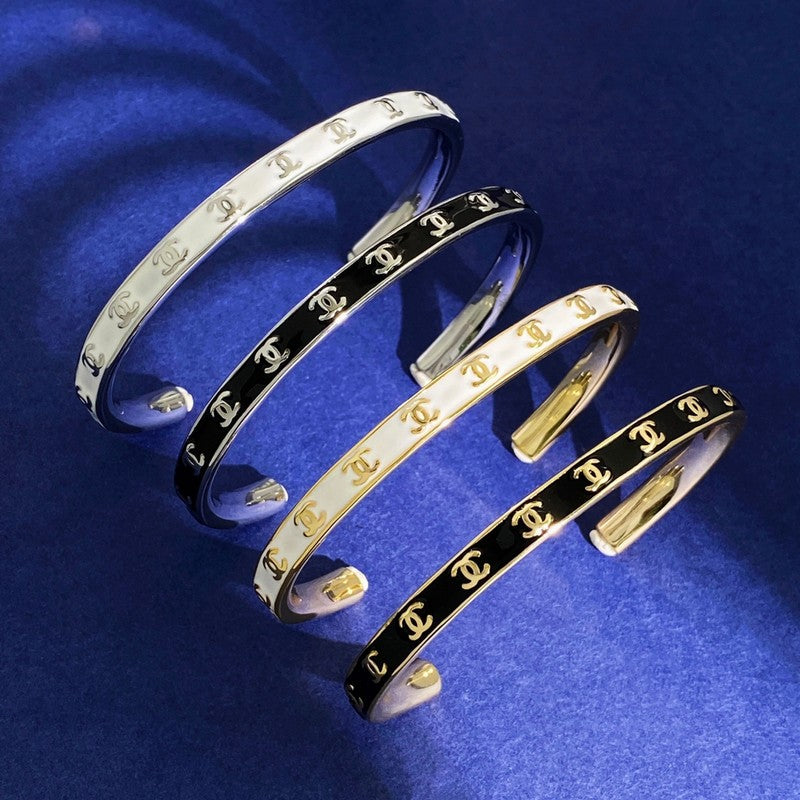 18K Chanel Black & White Open Cuff Bracelet