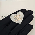 18K Chanel Diamond Heart Gold Brooch