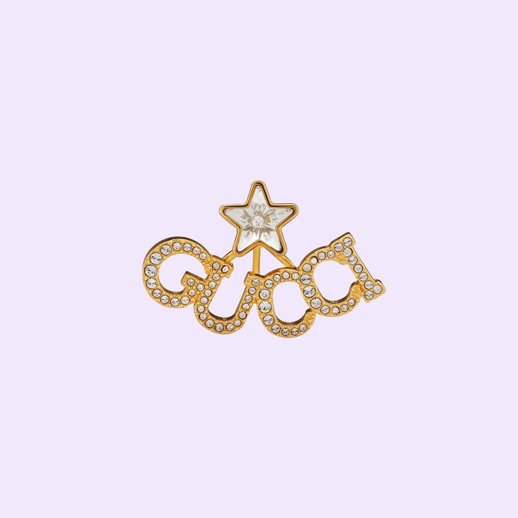 18K Gucci Script Star Earrings