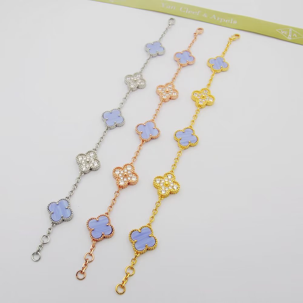 18K Van Cleef & Arpels Vintage Alhambra Purple Diamonds Bracelet