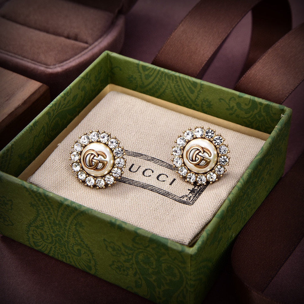 18K Gucci Flower Crystals Earrings