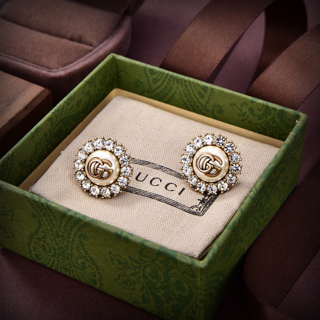 18K Gucci Flower Crystals Earrings
