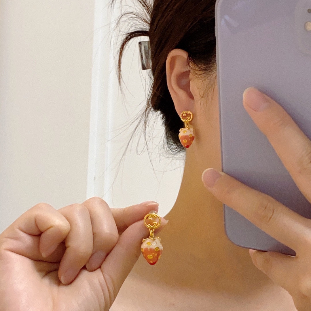 18K Gucci Strawberry Earrings