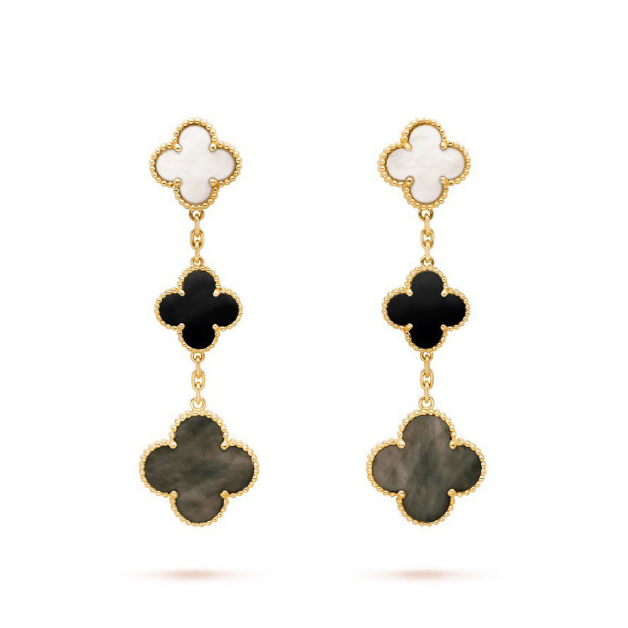 18K Van Cleef & Arpels Magic Alhambra Three Pearls Motifs Earrings