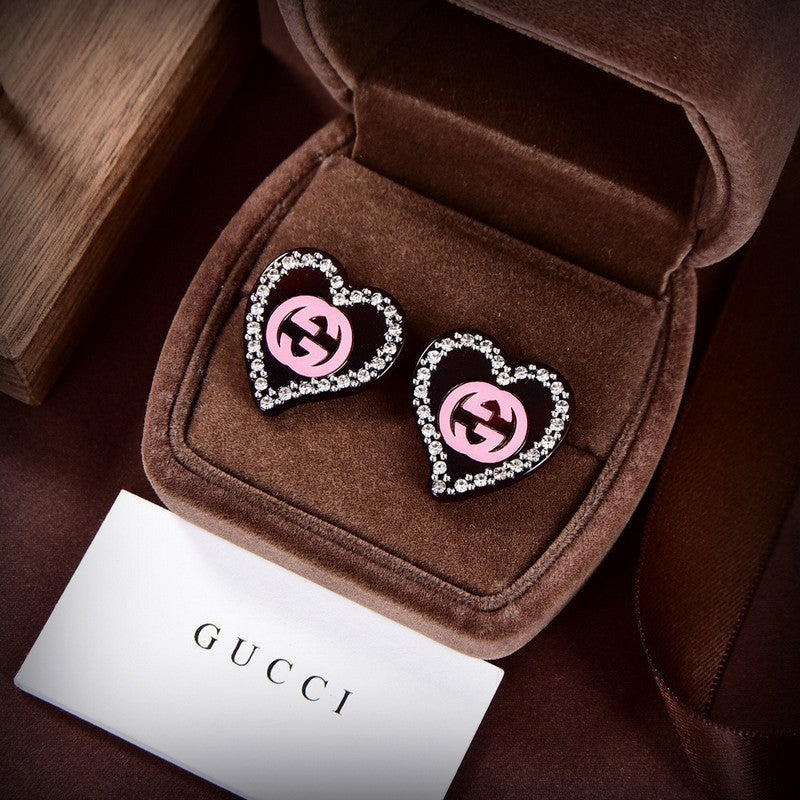 18K Gucci Pink Heart Earrings