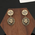 18K Gucci Lion Pendant Earrings