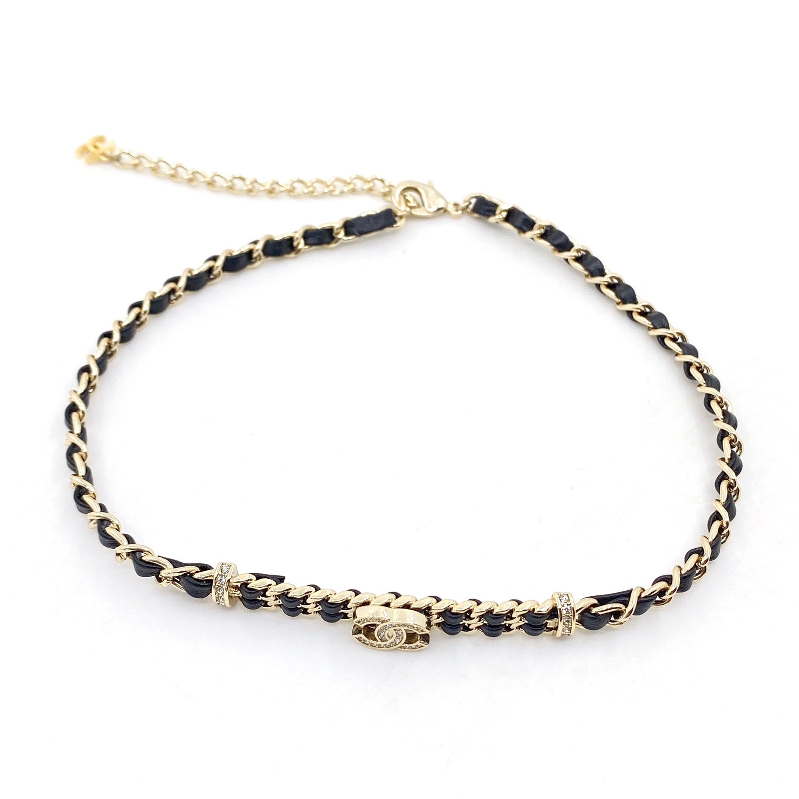18K Chanel Leather Choker Necklace