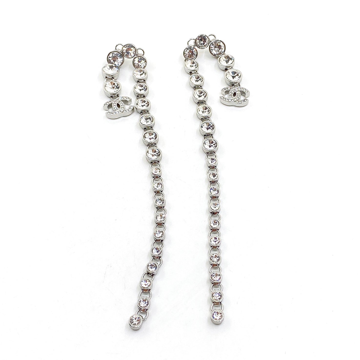 18K Chanel Long Crystal Earrings