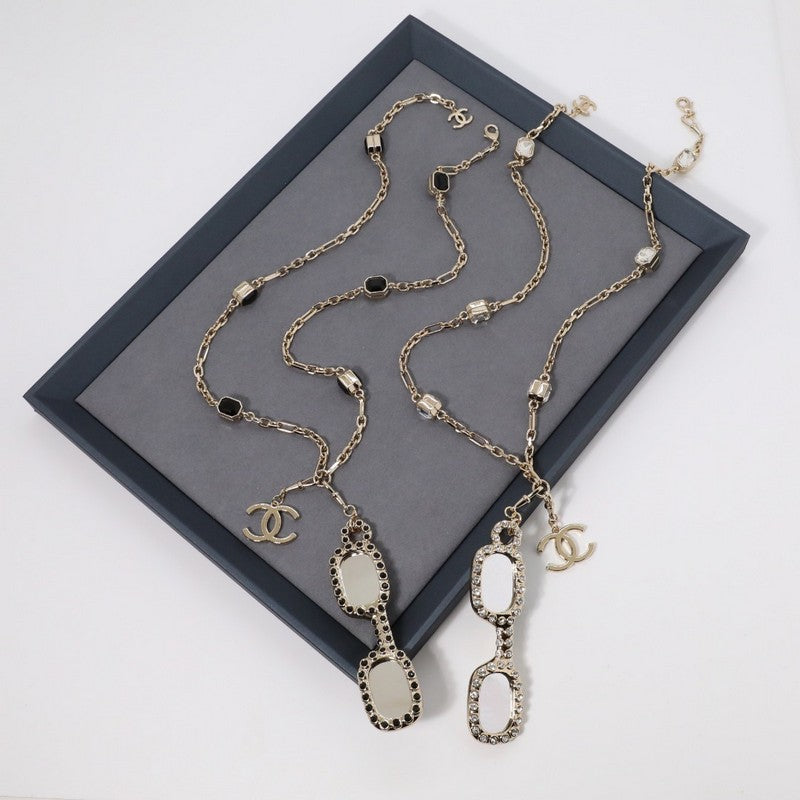 18K Chanel Black Crystal Gold Necklace