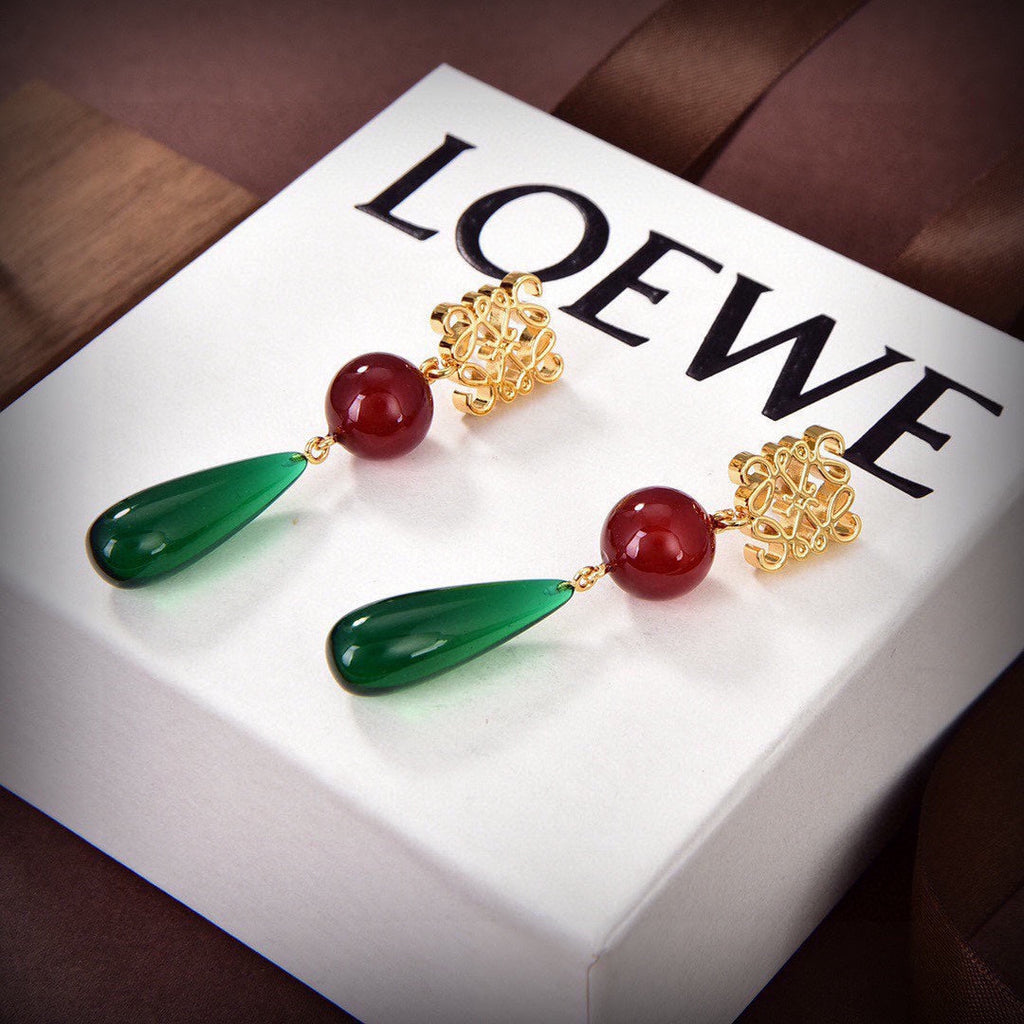 18K Loewe Anagram Color Crystals Earrings