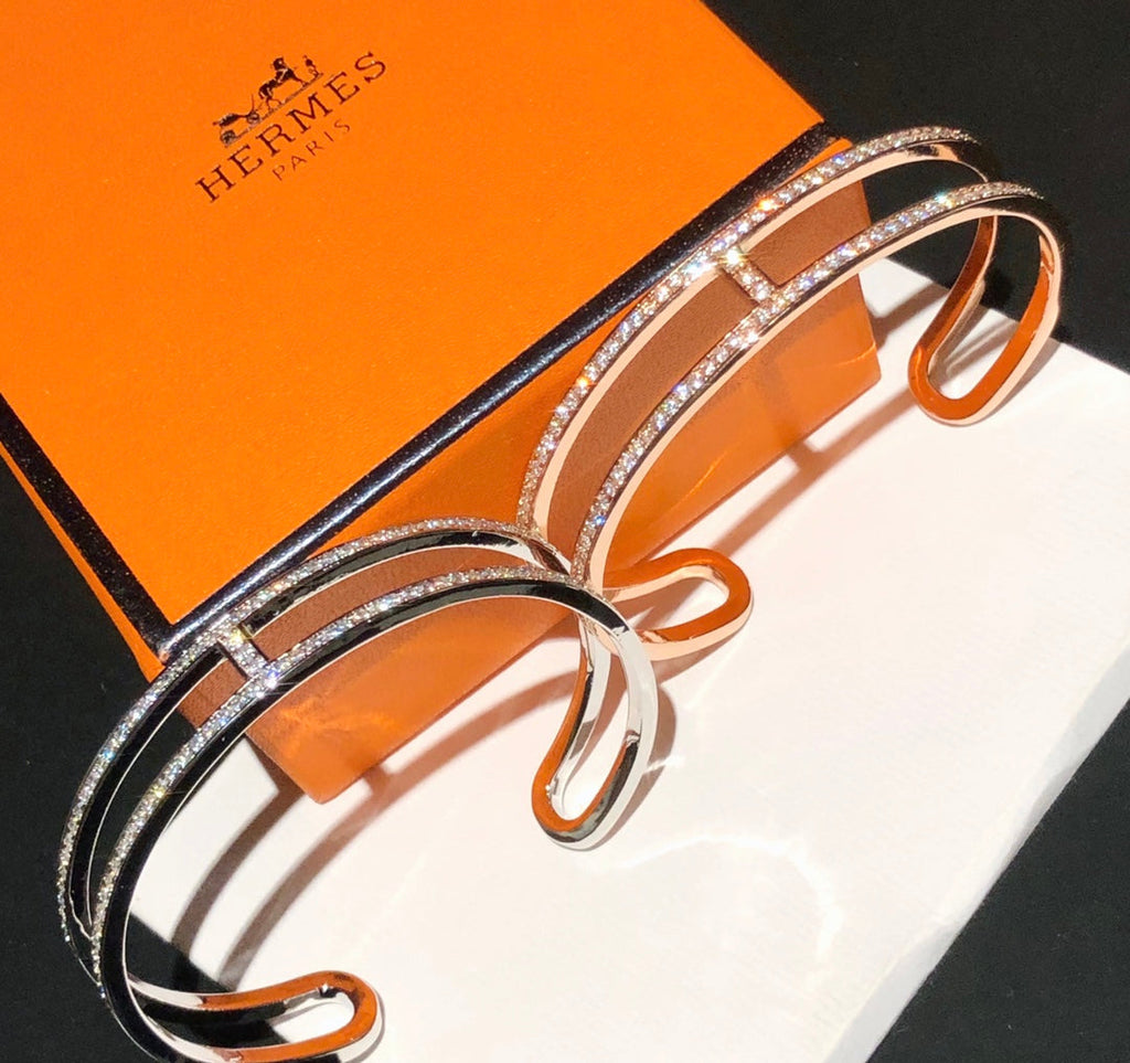 18K Ever Cuff Diamond Hermes Bracelet