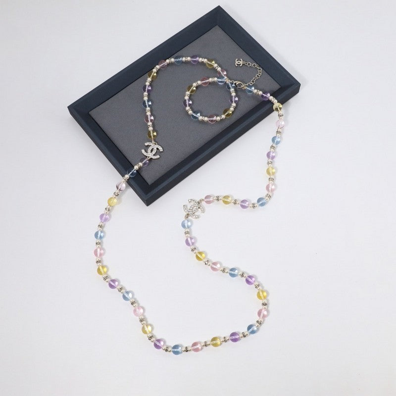 18K Chanel Color Crystal Long Necklace
