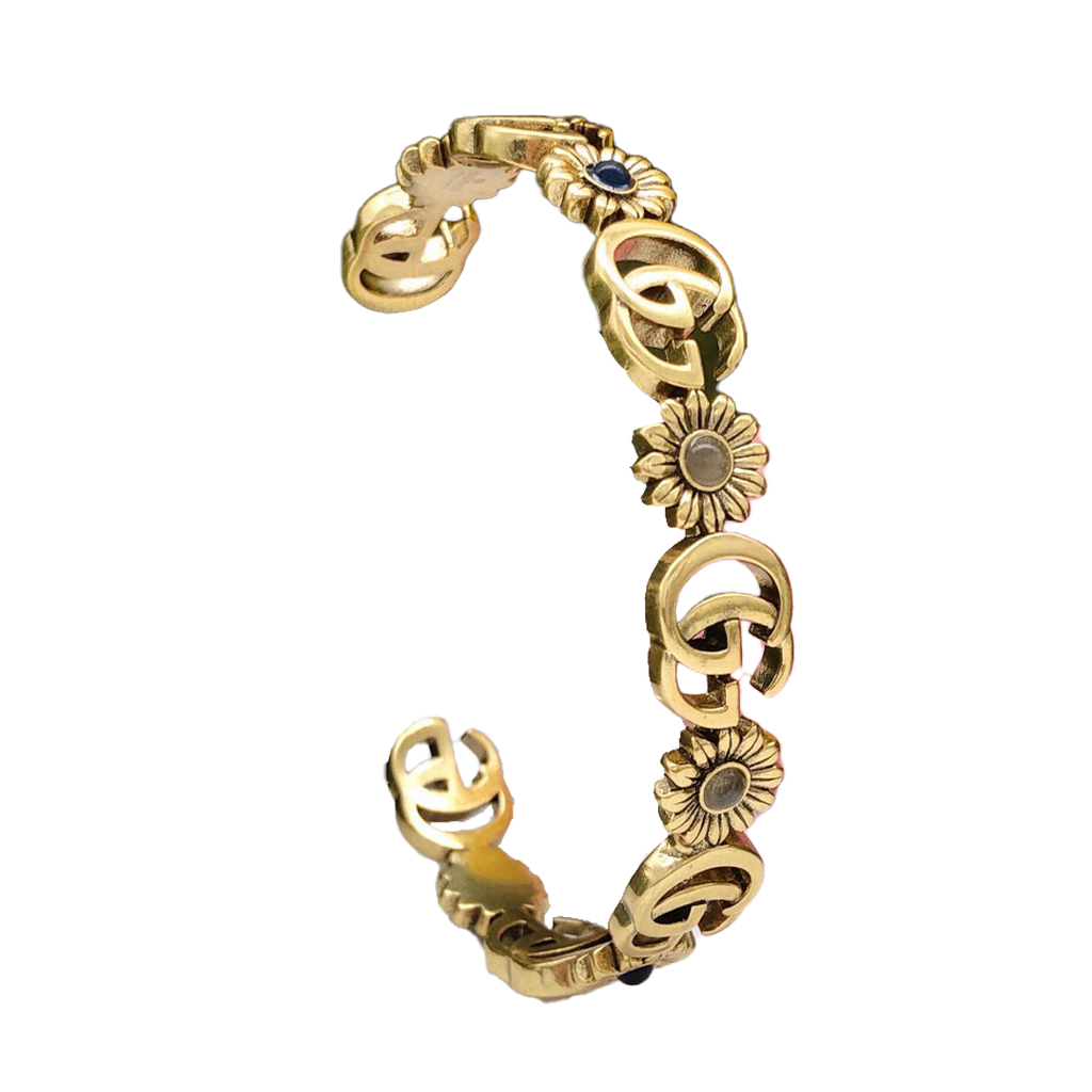 18K Gucci Flowers Open Cuff Bracelet