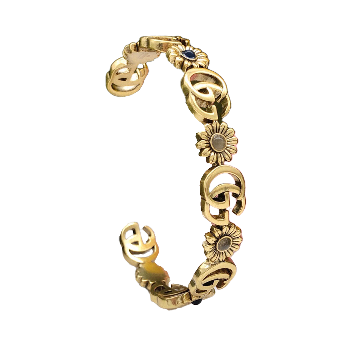 18K Gucci Flowers Open Cuff Bracelet