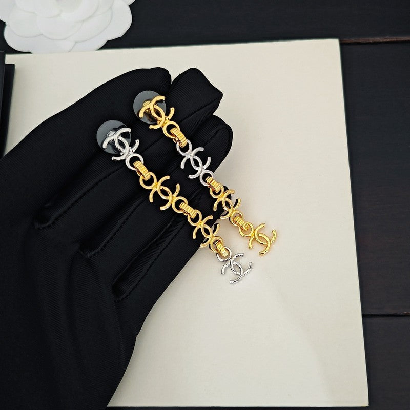 18K Chanel Gold Long Earrings
