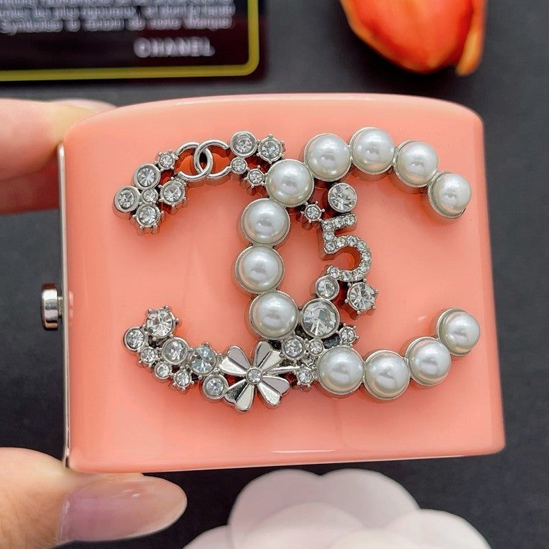18K Chanel Pearl & Diamond Pink Cuff Bracelet