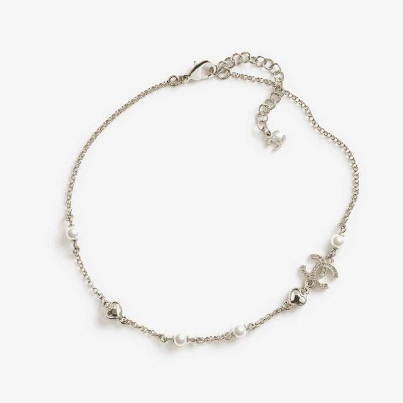 18K Chanel 25B Heart Crystal Pearl Necklace