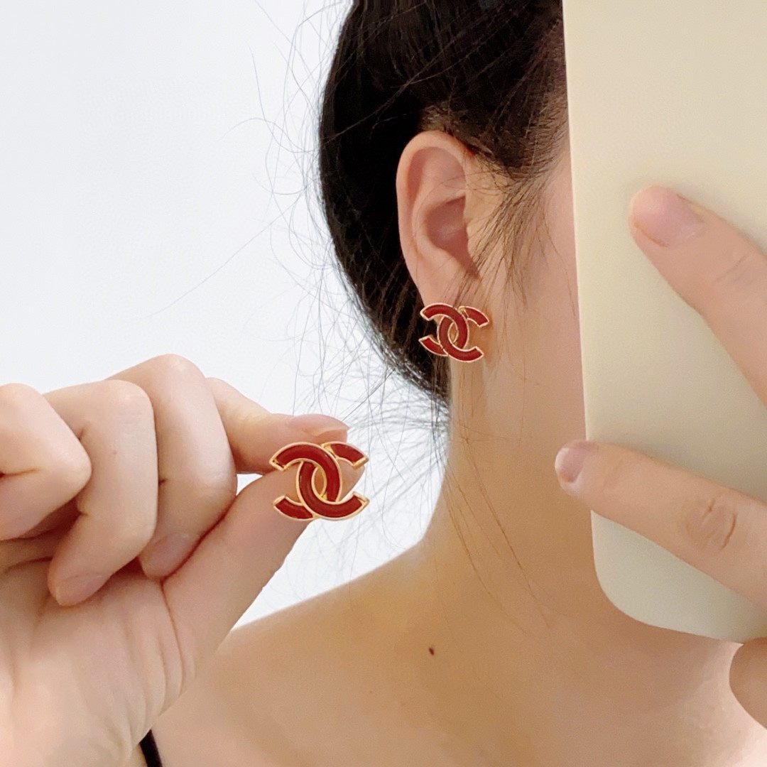 18K Chanel Red Resin Earrings
