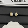 18K Chanel Black & White Pearl Gold Earrings