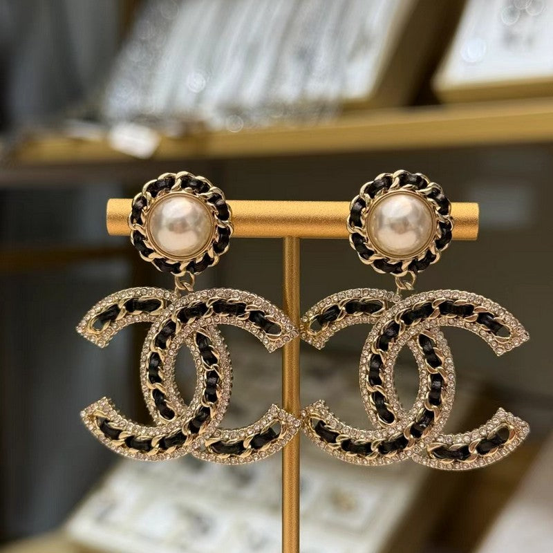 18K Chanel Leather Gold Earrings