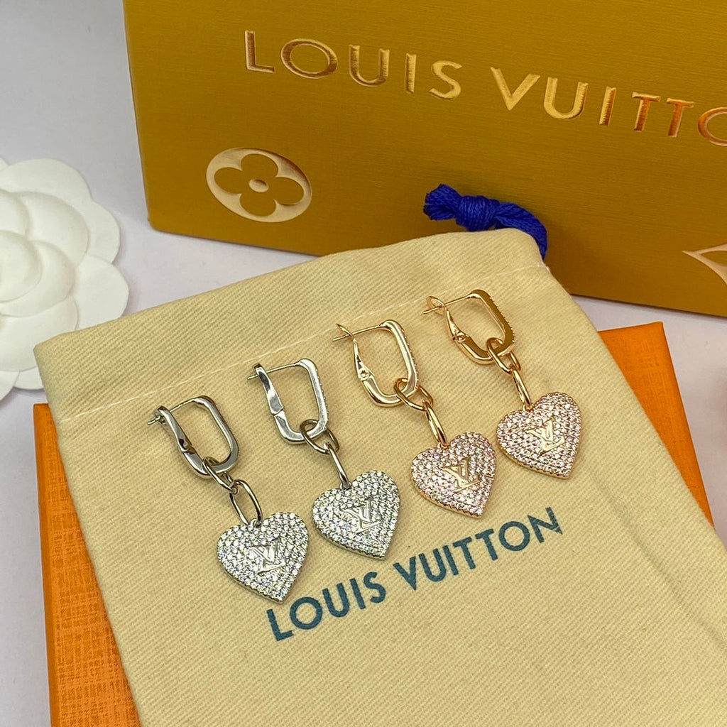 18K Louis Vuitton Diamond Heart Earrings