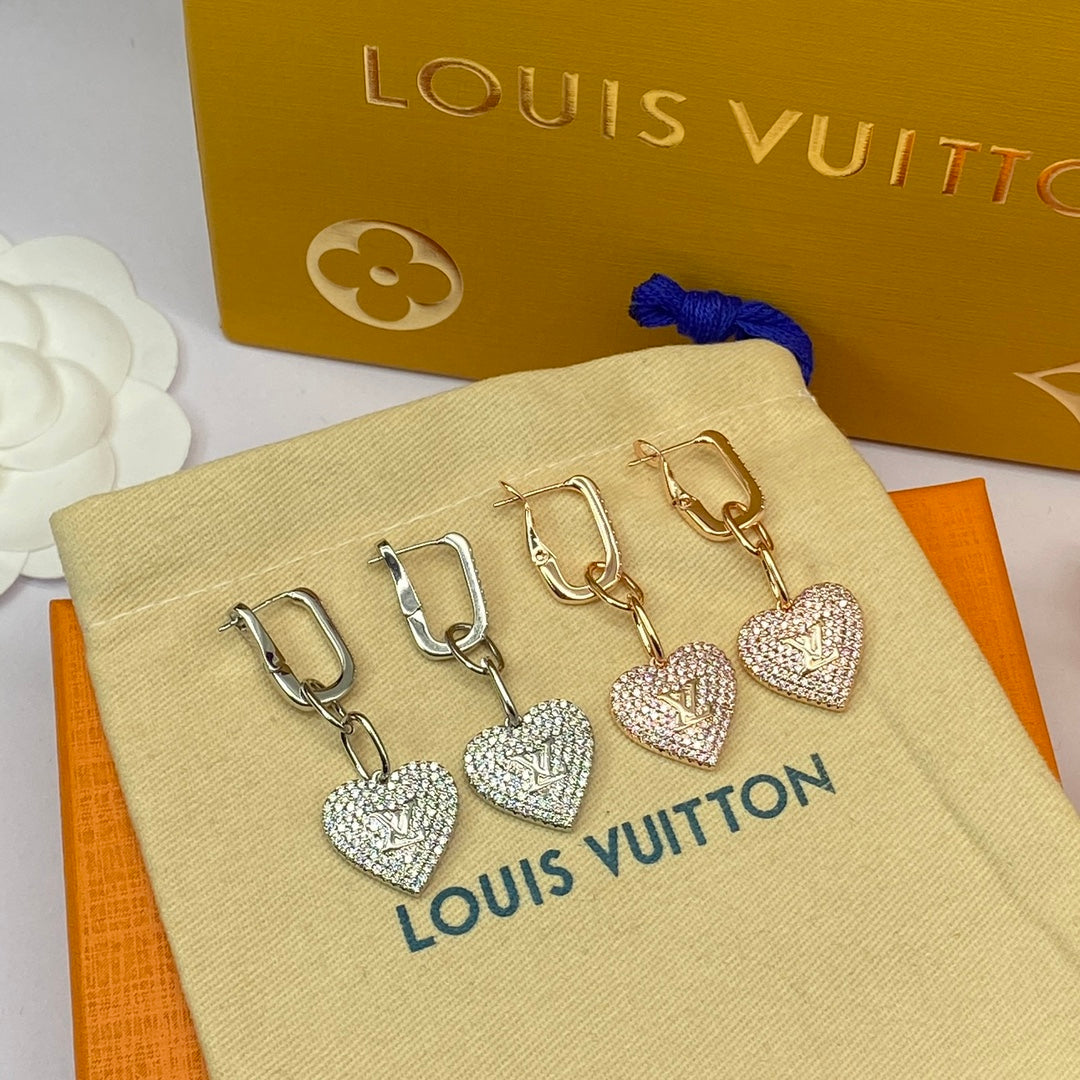 18K Louis Vuitton Diamond Heart Earrings