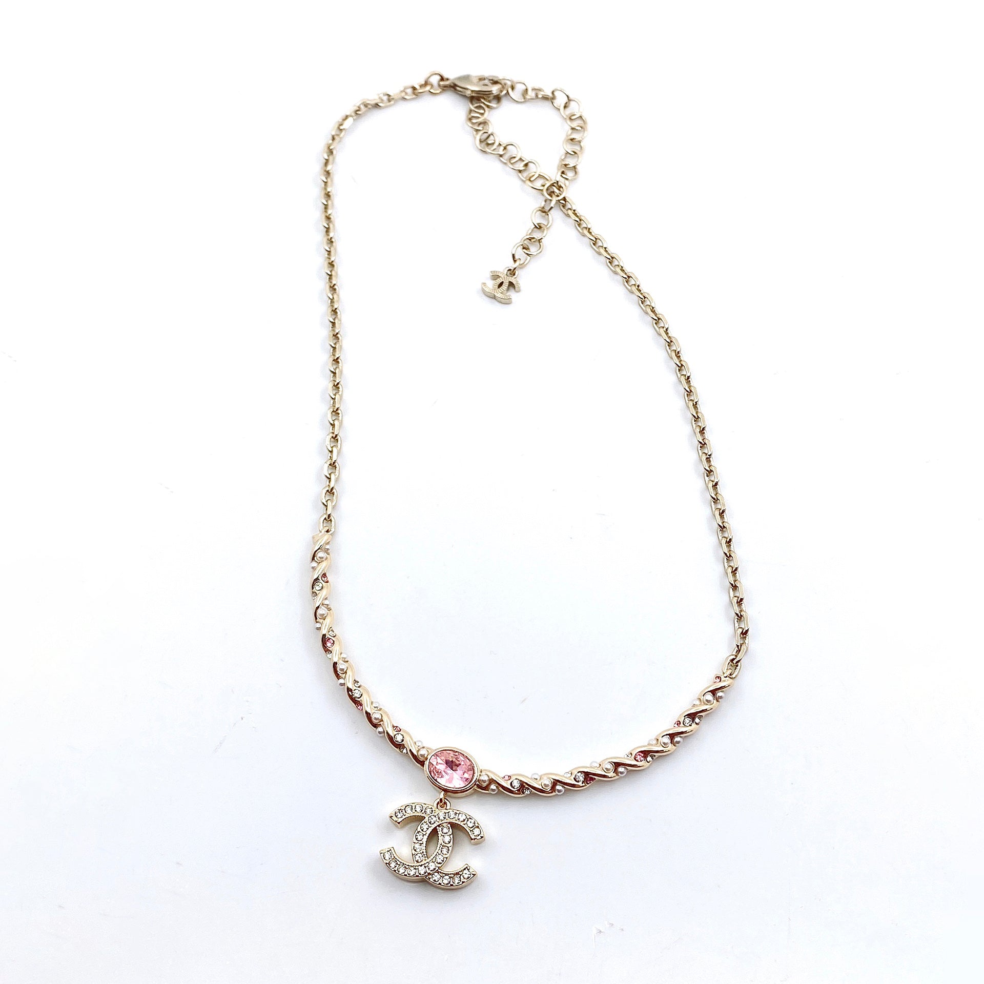 18K Chanel Pink Crystal Necklace